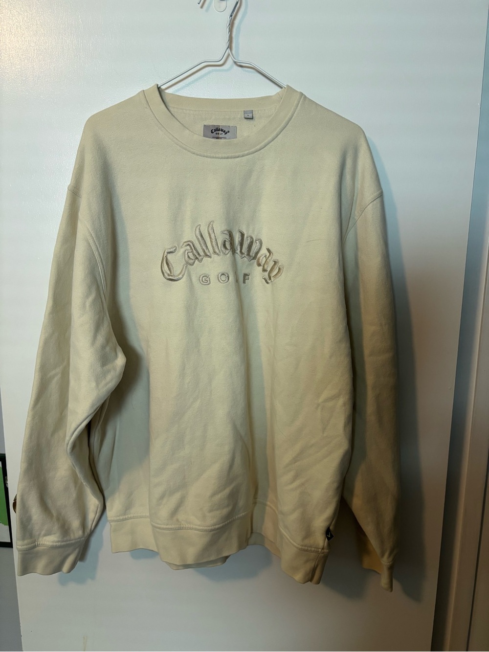 Athletic Athleisure Lived In Callaway Golf Men's Crewneck Cream Sweatshirt